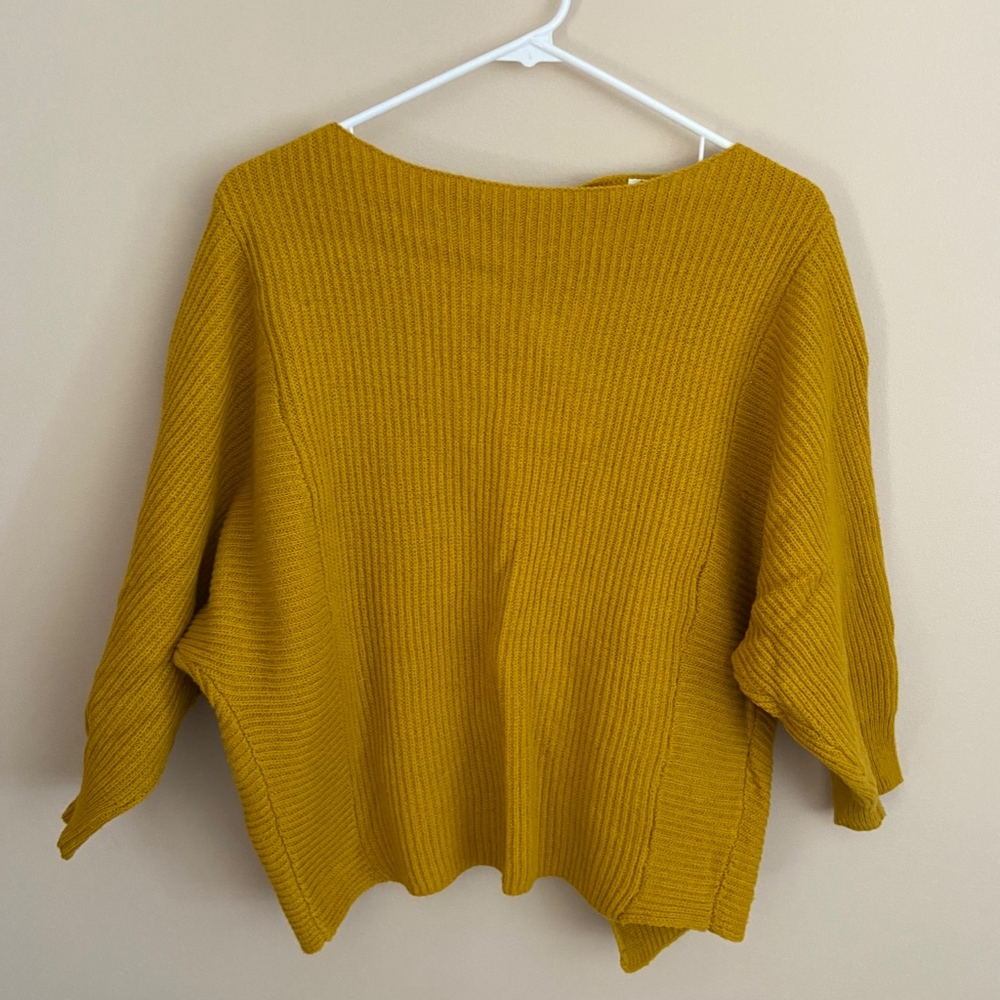 Mustard Yellow Knotted Open-Back Sweater